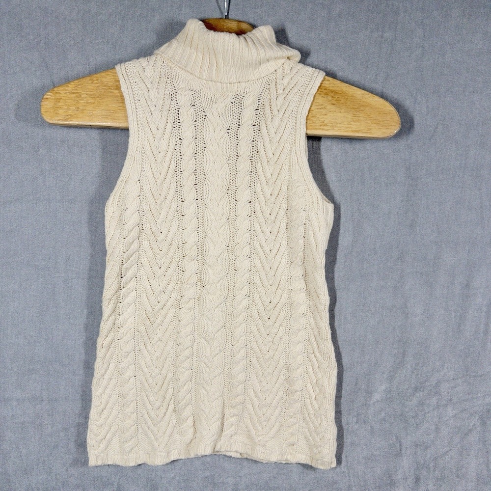 Vintage Polo Ralph Lauren Chunky Knit Cowl Neck Aran Wool‎ Blend Sweater Vest